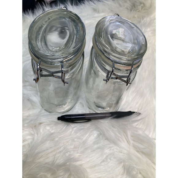 TWO Vintage Jars Sealing Canning Fermentation Air Seal Glass Food Storage Jar - Picture 4 of 9
